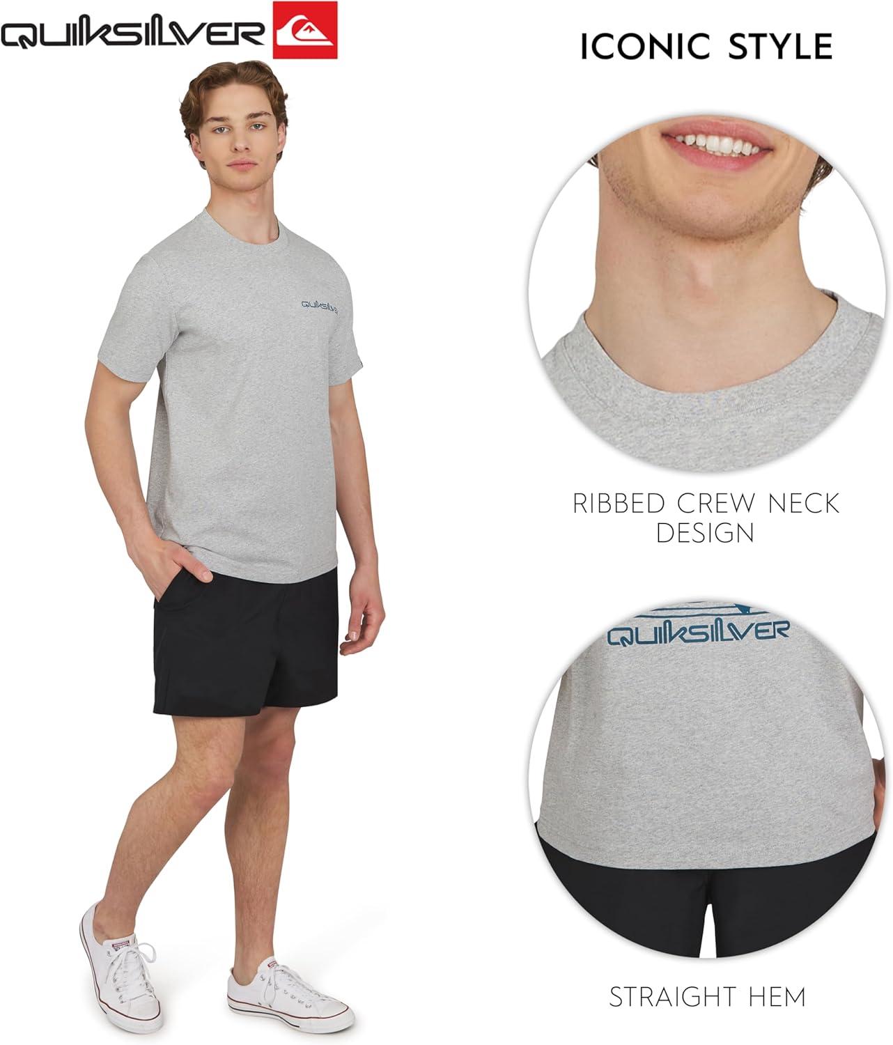 image:imageQuiksilver Mens Regular Fit Premium Soft Cotton Tee Short Sleeve TShirtHeather Grey