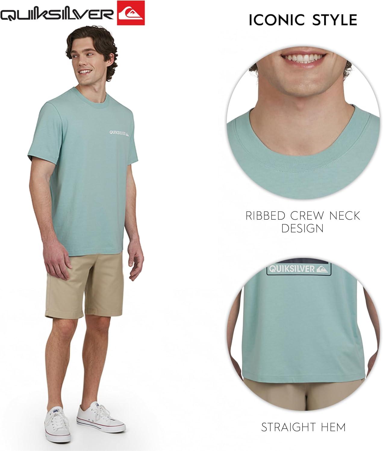 image:imageQuiksilver Mens Regular Fit Premium Soft Cotton Tee Short Sleeve TShirtJade Grey
