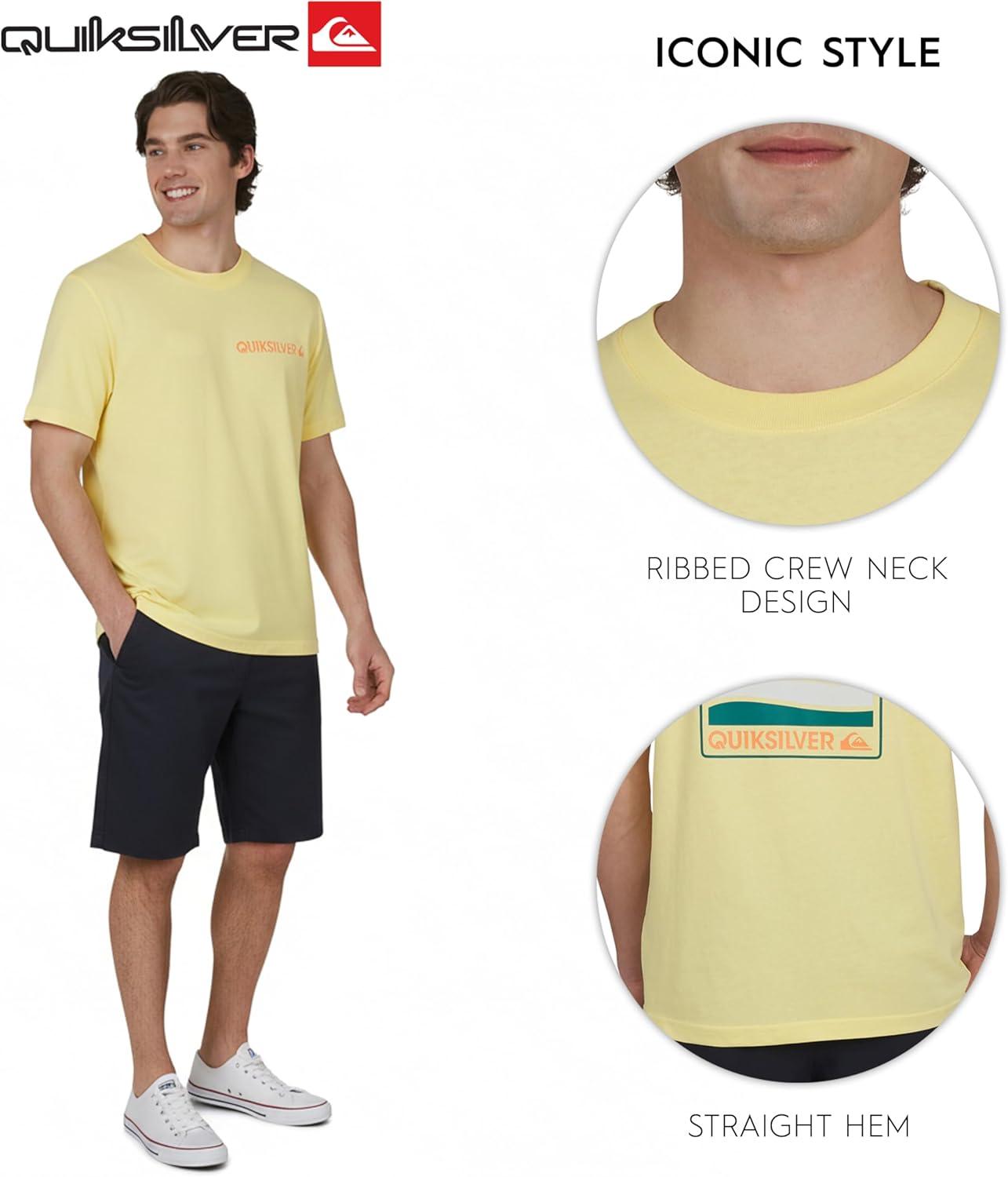 image:imageQuiksilver Mens Regular Fit Premium Soft Cotton Tee Short Sleeve TShirtPale Yellow
