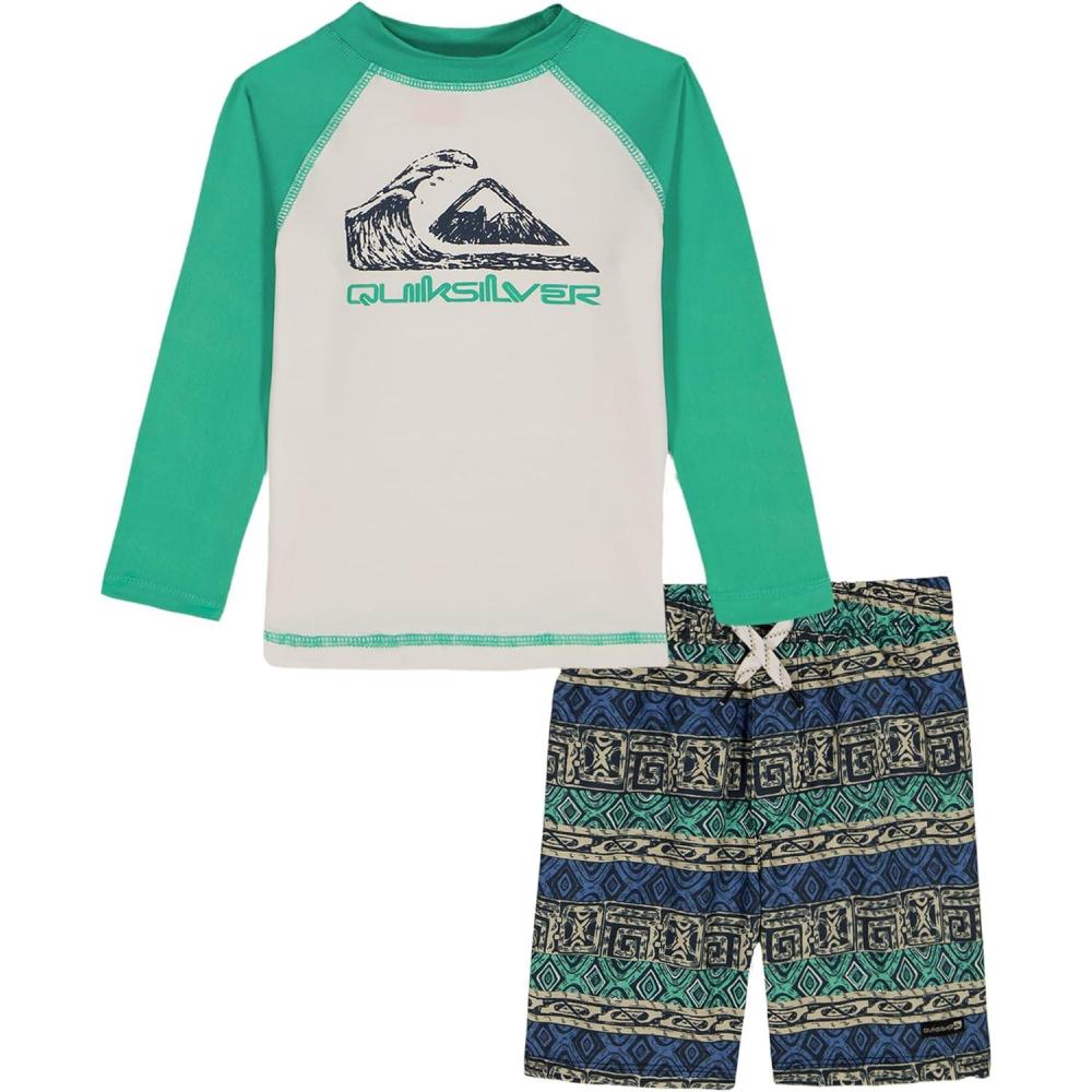 image:imageQuiksilver Boys 2pc Swim ShirtShortWhiteGreen