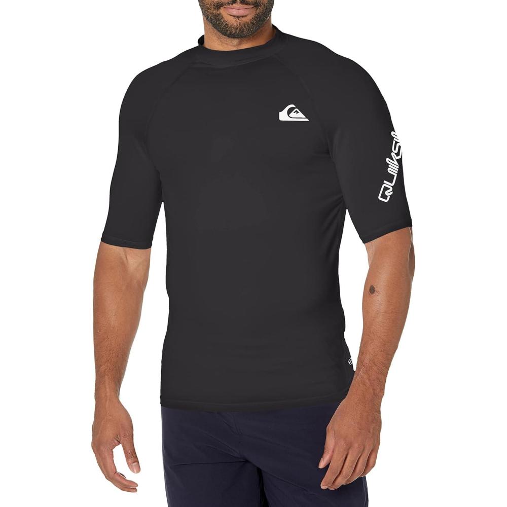 image:imageQuiksilver Mens All Time Ss Short Sleeve Rashguard Surf ShirtBlack Left Chest