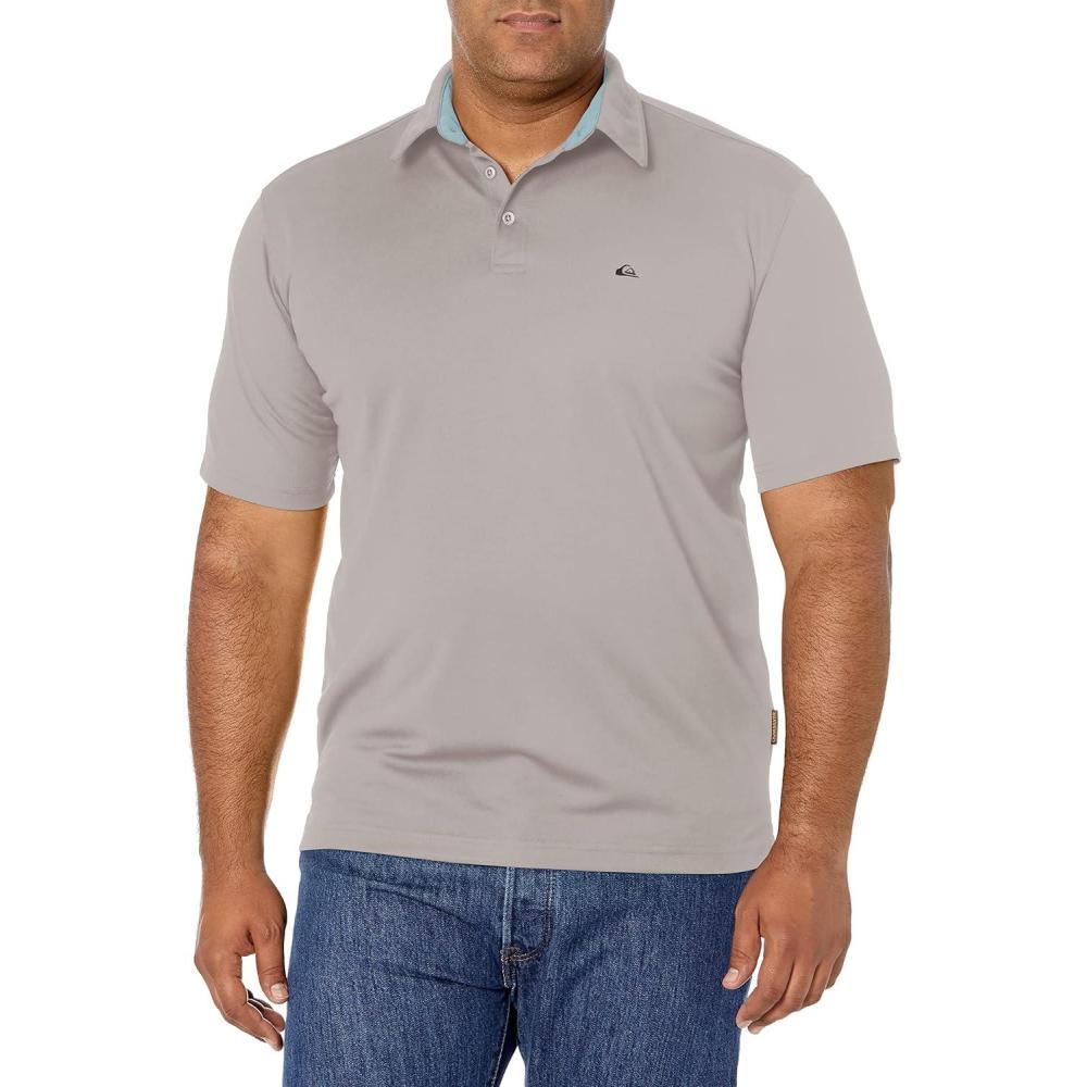 image:imageQuiksilver Mens Mens Water Polo 2 Lightweight Quick Dry Collared Polo ShirtFlint Gray