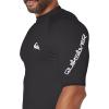 Quiksilver Men’s All Time Ss Short Sleeve Rashguard Surf Shirt(Black Left Chest)