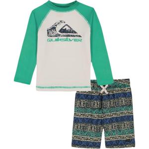 Quiksilver Boys 2pc Swim Shirt/Short(White/Green)