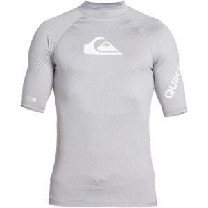 Quiksilver Men’s All Time Ss Short Sleeve Rashguard Surf Shirt(Sleet Heather)