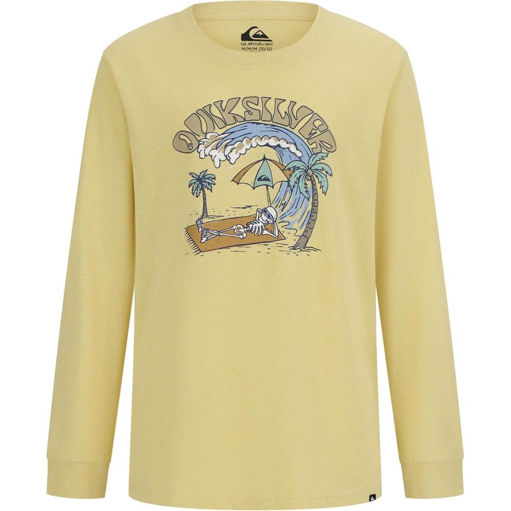 image:imageQuiksilver Boys Long Sleeve Logo Graphic TShirtWheat Heather Fine