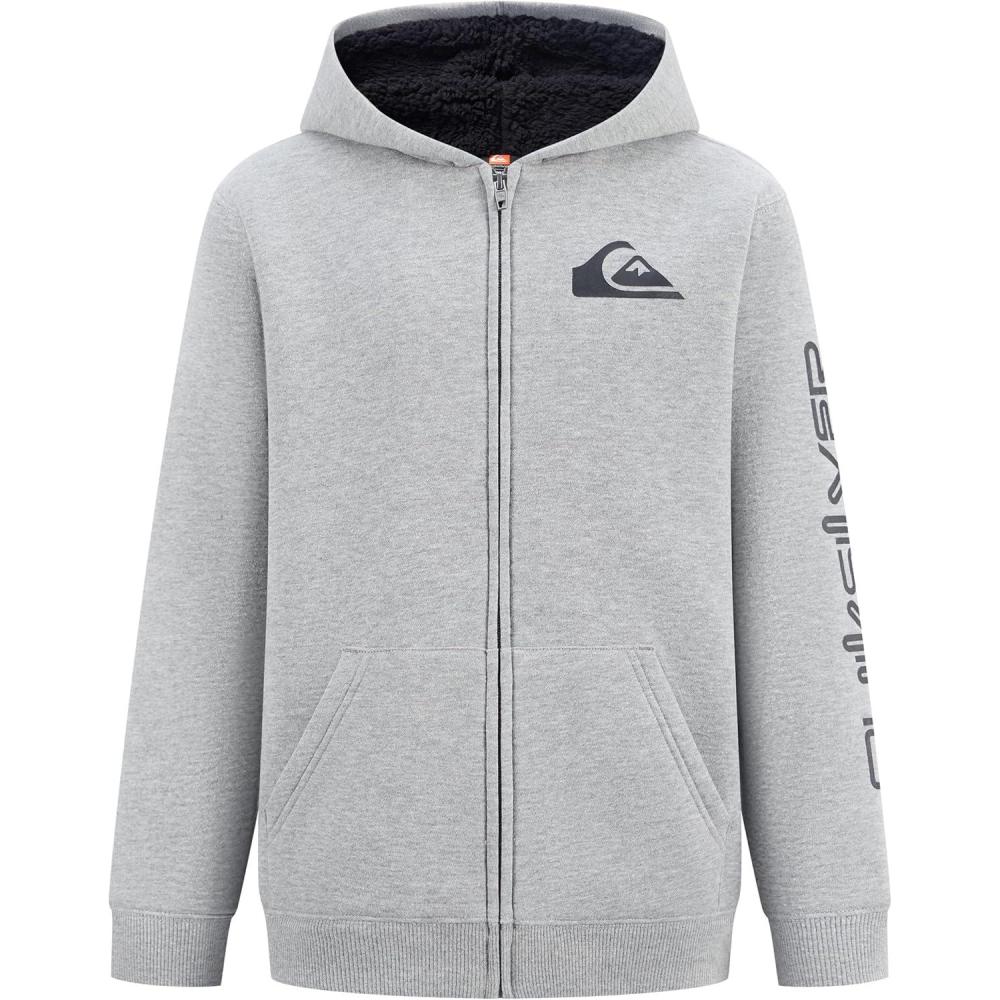 image:imageQuiksilver Boys Fullzip Sherpa Lined Fleece Hoodie SweatshirtGray Heather