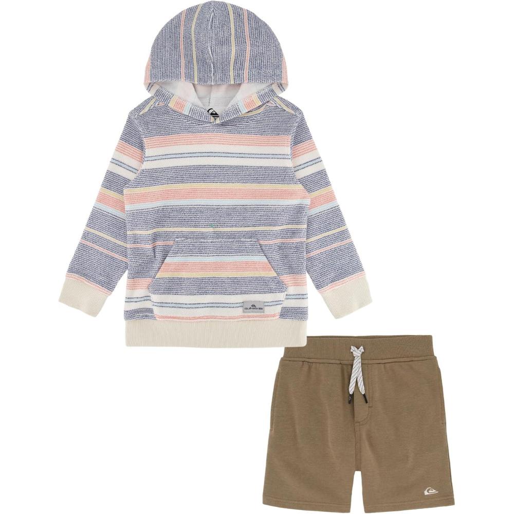 image:imageQuiksilver boys 2pc Hoodie Short SetLead GrayStripe