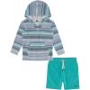 Quiksilver boys 2pc Hoodie Short Set(Green/Stripe)