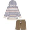 Quiksilver boys 2pc Hoodie Short Set(Lead Gray/Stripe)