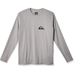 Quiksilver mens Solid Streak Long Sleeve Rashguard Upf 50 Sun Protection Surf Rash Guard Shirt, Sleet, Large US