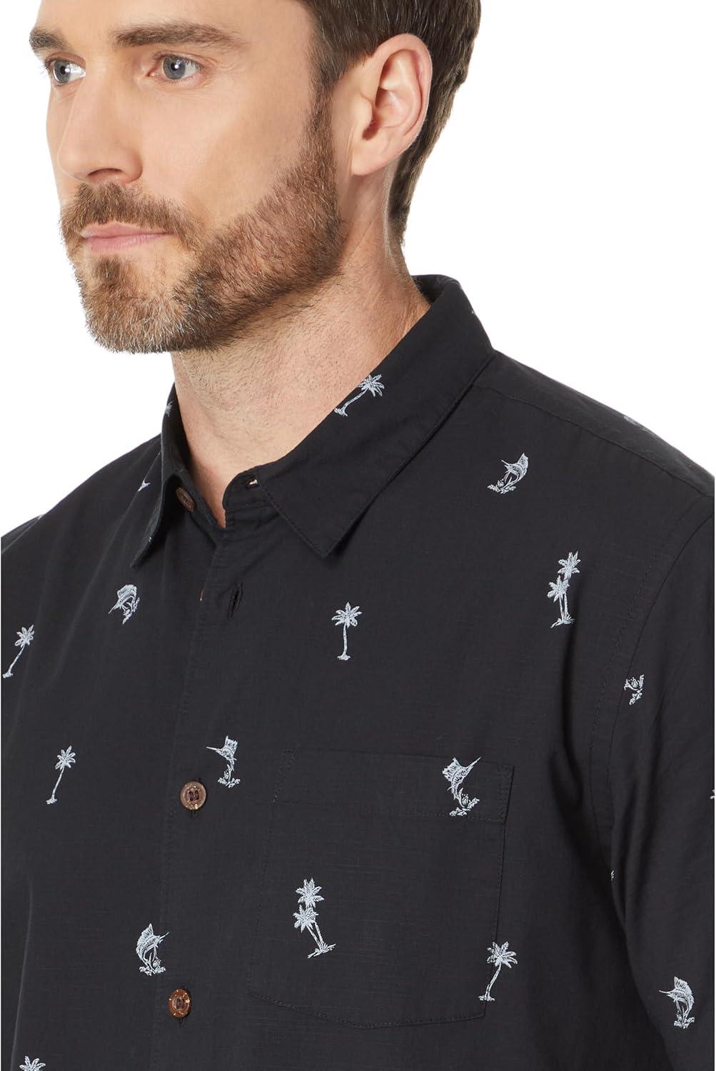 image:imageQuiksilver Mens Mens Sail Palm Button Up Woven TopBlack Sail Palms 233