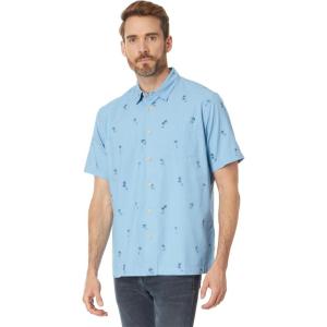 Quiksilver Men’s Men’s Sail Palm Button Up Woven Top(Dusk Blue Sail Palms 233)