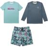 Quiksilver Youth Boy’s 3-Piece Swim Set, 1 Long Sleeve Rashguard, 1 Short Sleeve Rash Guard, 1 Swim Short(Blue)