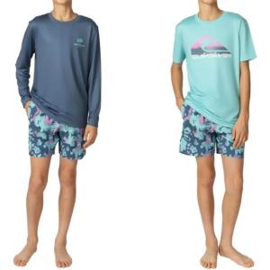 Quiksilver Youth Boy’s 3-Piece Swim Set, 1 Long Sleeve Rashguard, 1 Short Sleeve Rash Guard, 1 Swim Short(Blue)