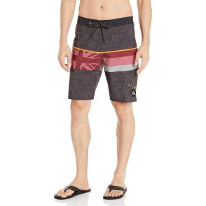 Quiksilver Men’s Surfsilk Faded Stripe 20 Boardshort Swim Trunk Bathing Suit(Ruby Wine)