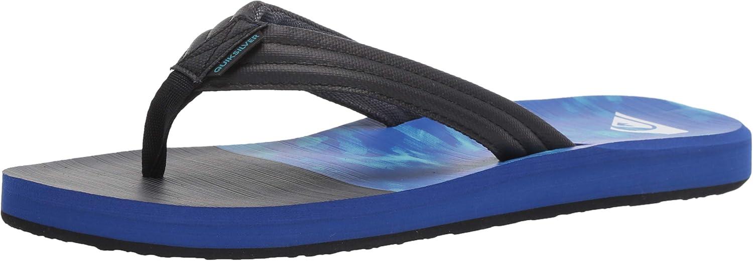 image:imageQuiksilver mens Quiksilver Mens Carver Print 3 Point Flip Flop Athletic SandalBlackBlueGrey 2019