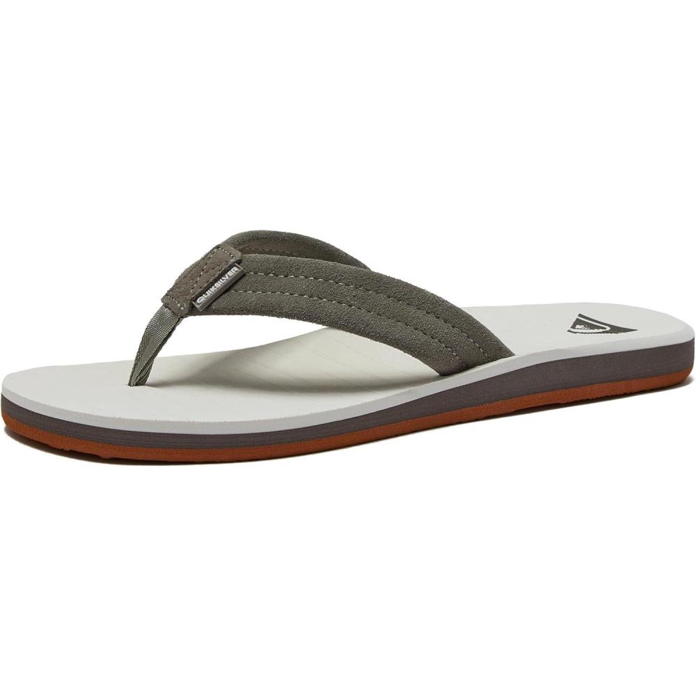 image:imageQuiksilver Carver Suede Flip Flops for Men Arch Support Athletic Mens Sandals Thong Mens SlidesGreyWhiteGrey