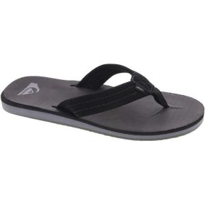 Quiksilver Carver Suede Flip Flops for Men, Arch Support Athletic Mens Sandals, Thong Mens Slides(Black)
