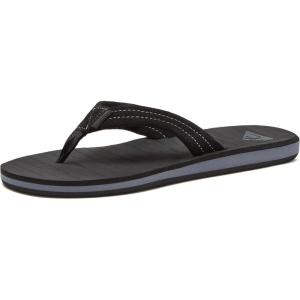 Quiksilver Carver Suede Flip Flops for Men, Arch Support Athletic Mens Sandals, Thong Mens Slides(Solid Black)