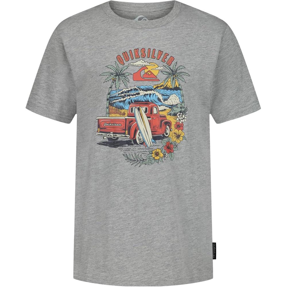 image:imageQuiksilver Boys Short Sleeve Screen Print Graphic TShirt Soft amp Comfortable Regular FitGrey Beach Ride