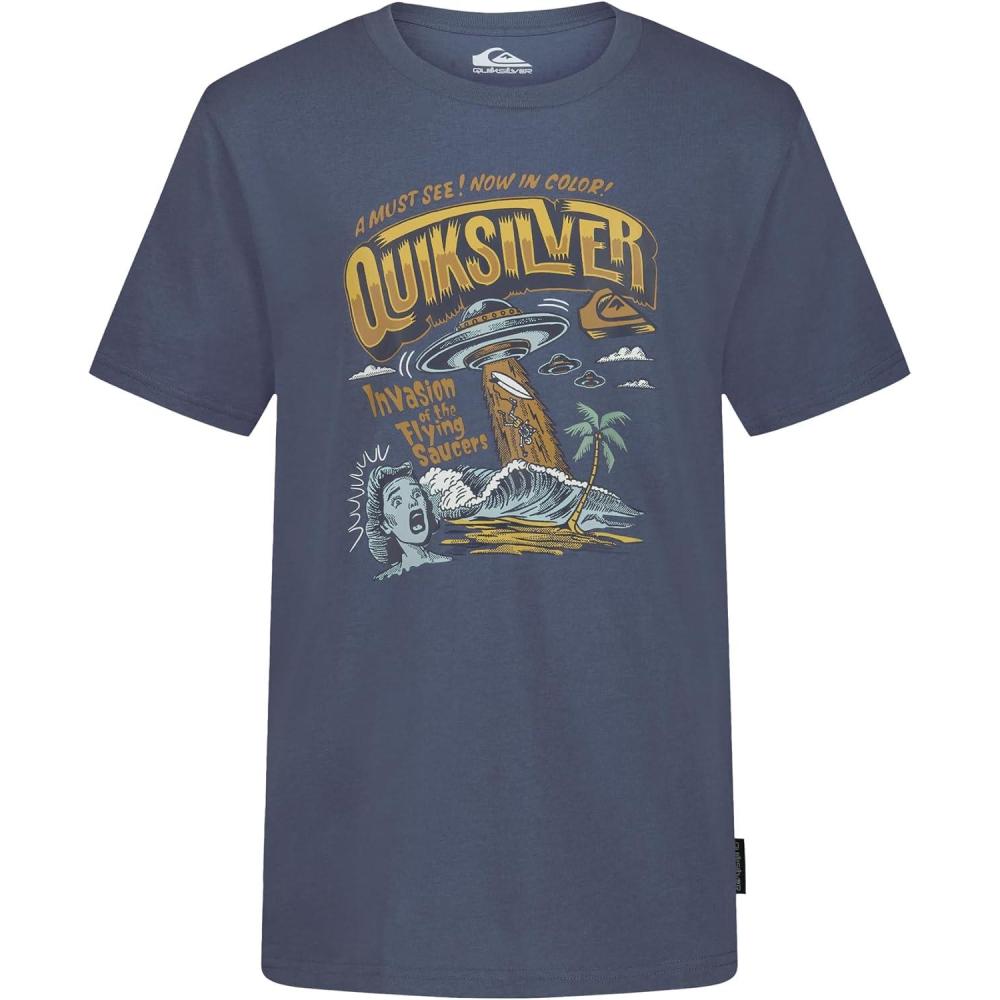 image:imageQuiksilver Boys Short Sleeve Screen Print Graphic TShirt Soft amp Comfortable Regular FitIndigo Invasion