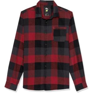 Quiksilver Boys Boy’s Motherfly Youth Nutton Up Flannel Shirt(Black Motherfly 233)