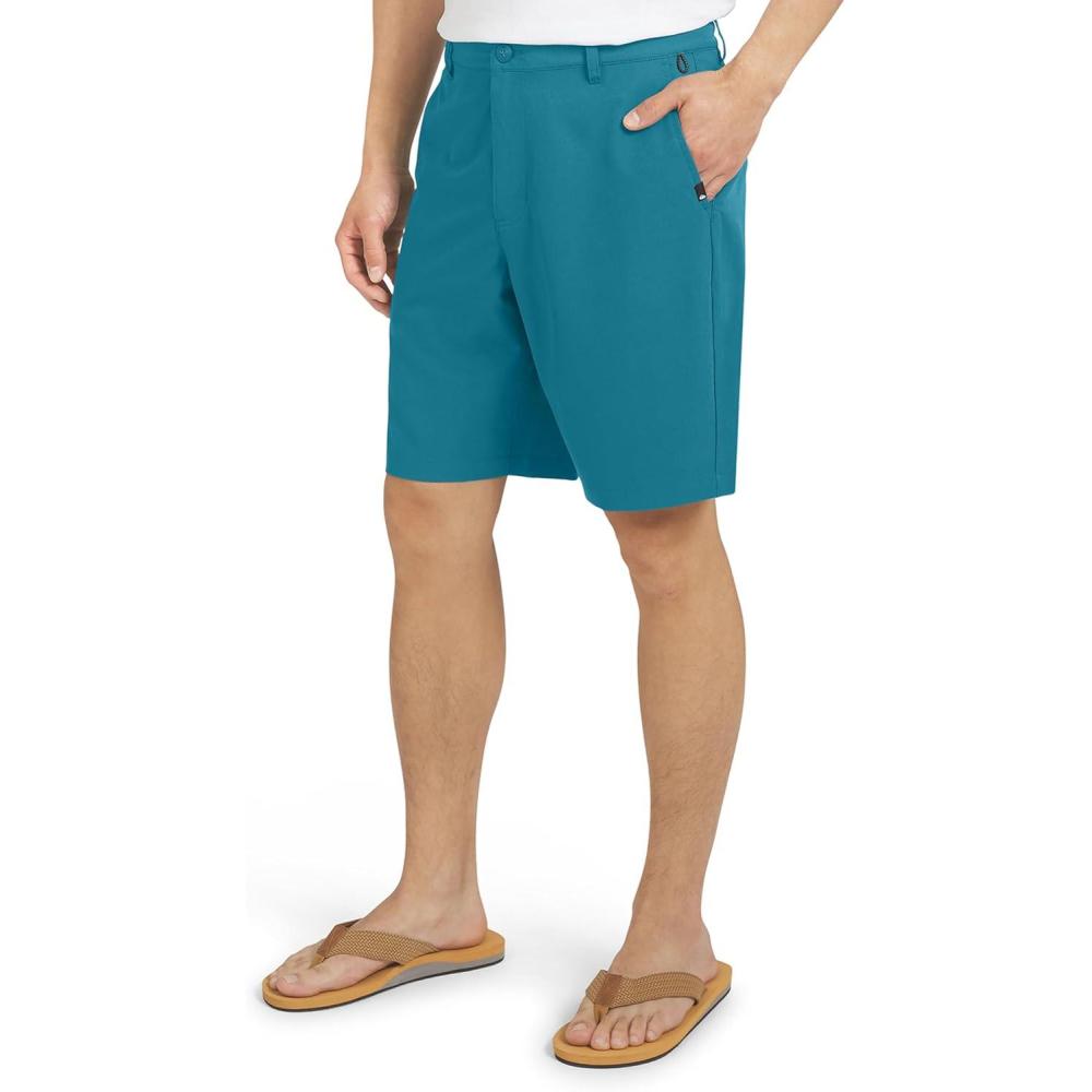 image:imageQuiksilver Mens Regular Fit Fixed Waist Water Friendly Active Hybrid ShortsSolid Design  Mediteranea