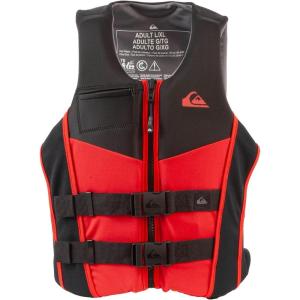 QUIKSILVER Men’s Life Jacket, USCG and Transport Canada Approved Type III PFD, Evoprene UV Resistant Life Vest for Adults, for Waterskiing Wakeboarding Rafting Boating Paddleboarding Watersports(Red)