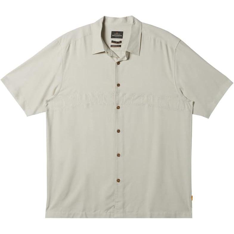 image:imageQuiksilver Mens Mens Tahiti Palms 4 Button Up Floral Collared ShirtSilver Birch 241