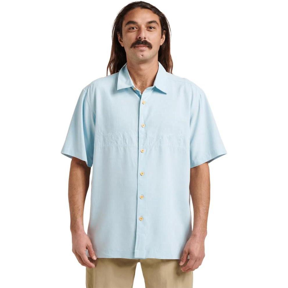 image:imageQuiksilver Mens Tahiti Palms 4 Button Up Floral Collared ShirtBfw0sterling Blue