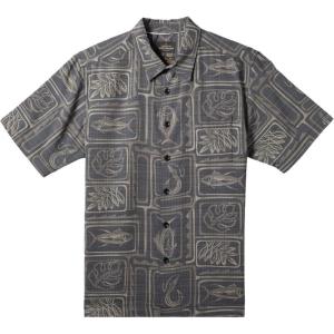 Quiksilver Men’s Framed Fish Button-up Woven Shirt(Black Framed Fish Woven)