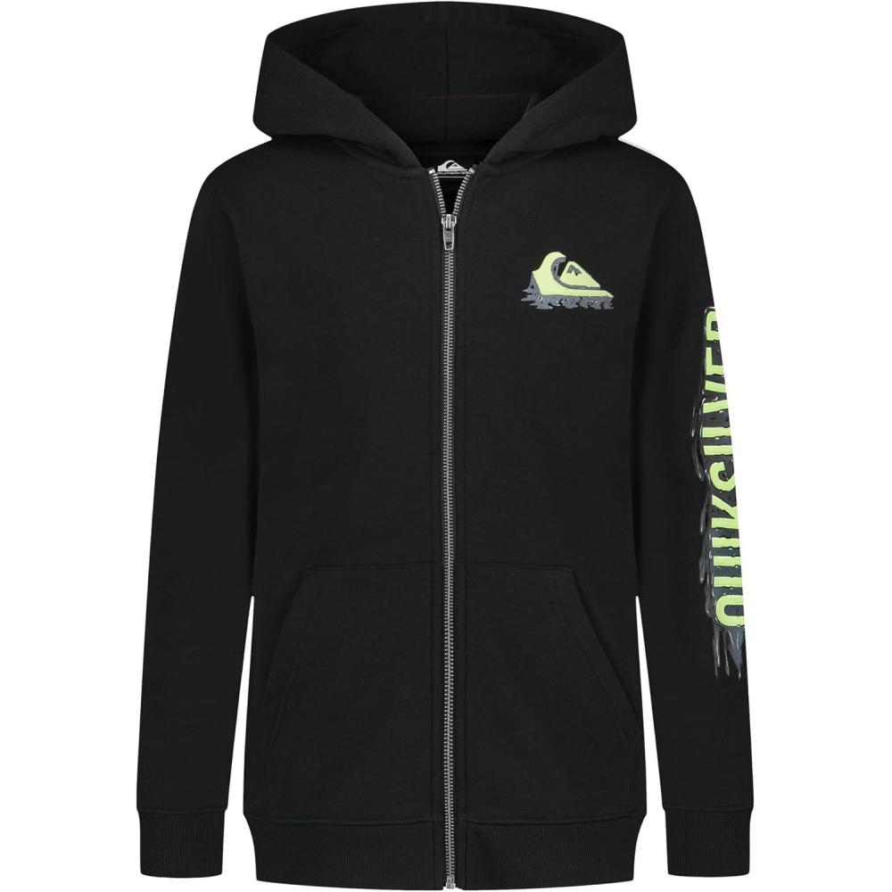 image:imageQuiksilver Boys Fullzip Fleece Hoodie Sweatshirt With Front Pouch PocketBlack Gum