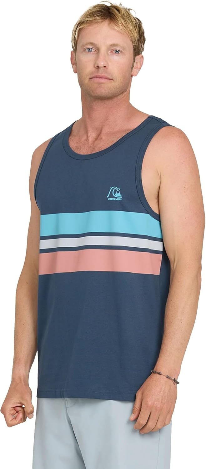 image:imageQuiksilver Mens Original Stripe Tank Top Regular Fit Dark Denim