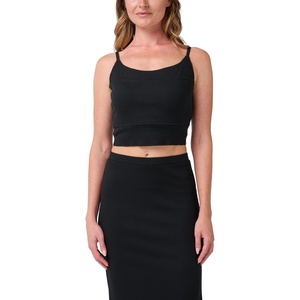 Quiksilver Women’s Women’s Rhea Solid Cropped Rib Tank Top(Black)