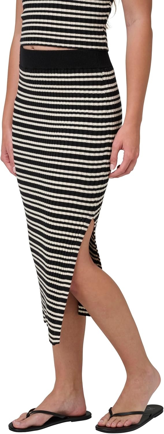 image:imageQuiksilver Womens Womens Cora Bay Stripe Sweater Midi SkirtBlack