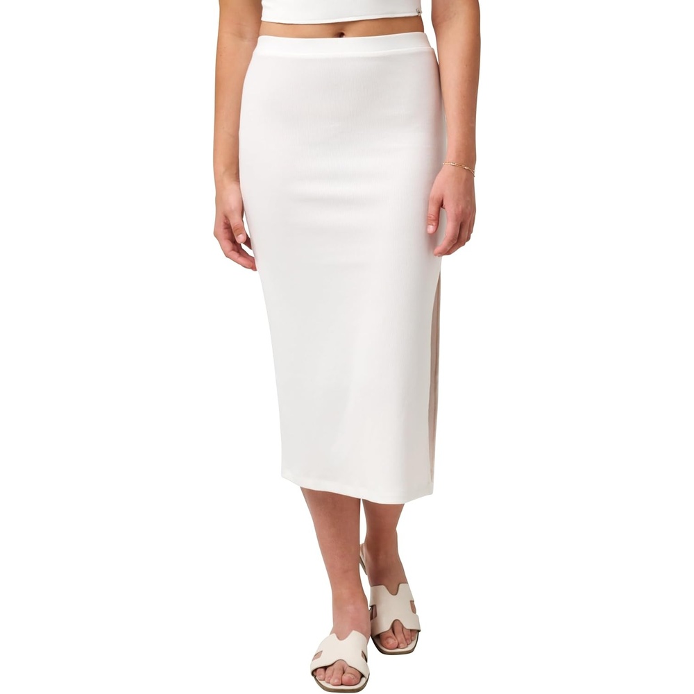 image:imageQuiksilver Womens Womens Cora Bay Solid Ribbed Midi SkirtWhite