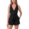 Quiksilver Women’s Women’s Tezza Solid Textured Tie Romper(Black)