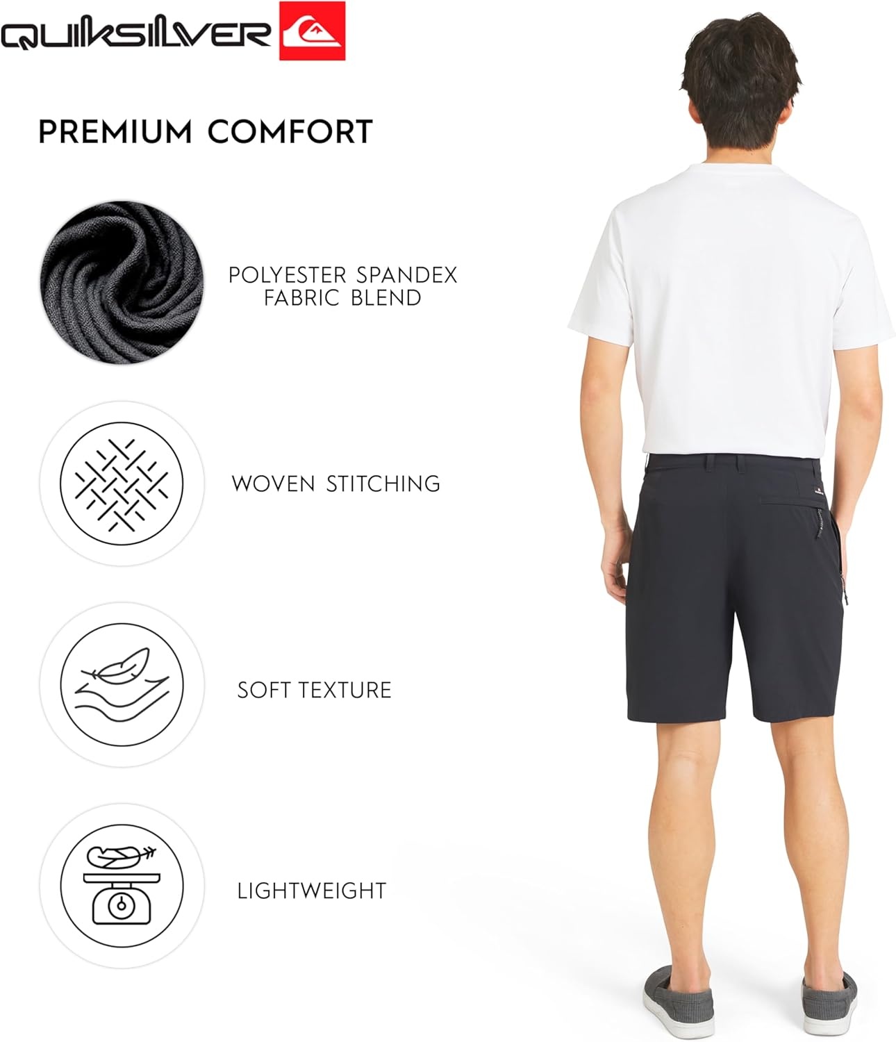 image:imageQuiksilver Mens Quick Dry Performance Fixed Waist 7 Inch Water Friendly Hybrid ShortsAnthracite