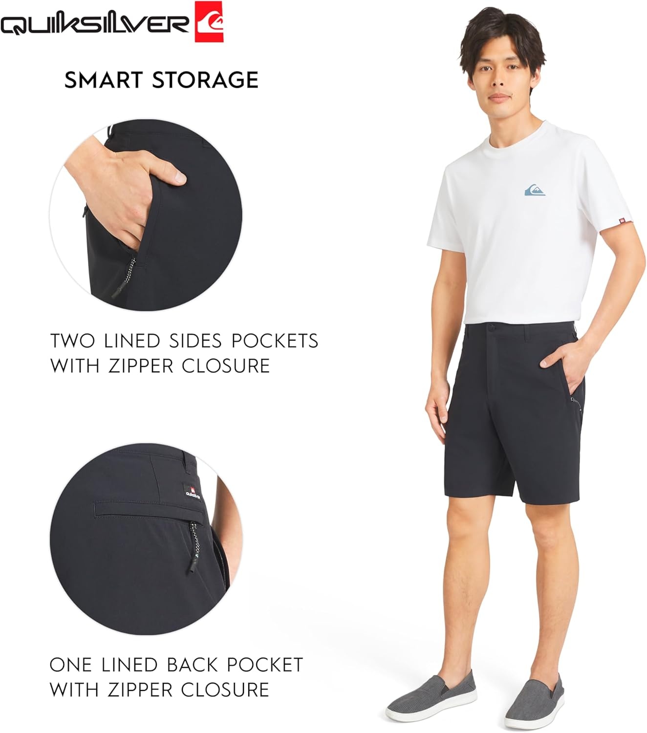image:imageQuiksilver Mens Quick Dry Performance Fixed Waist 7 Inch Water Friendly Hybrid ShortsAnthracite