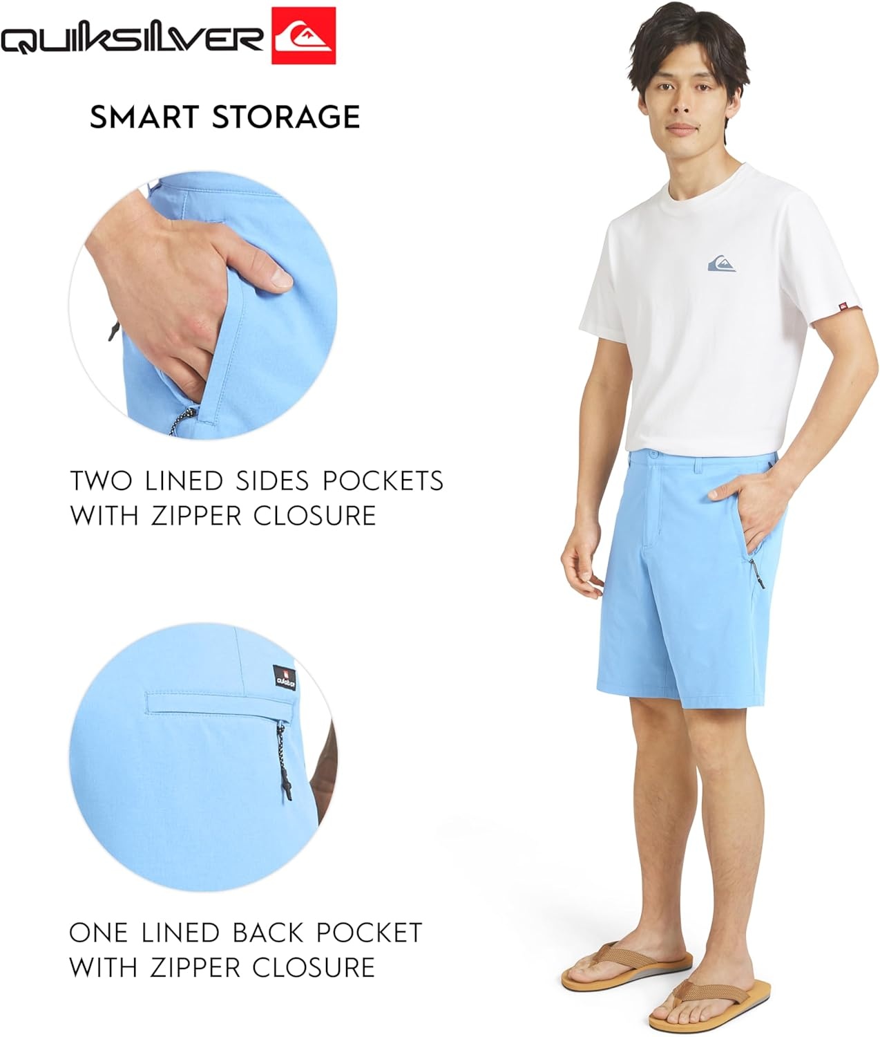 image:imageQuiksilver Mens Quick Dry Performance Fixed Waist 7 Inch Water Friendly Hybrid ShortsBlue Shadow