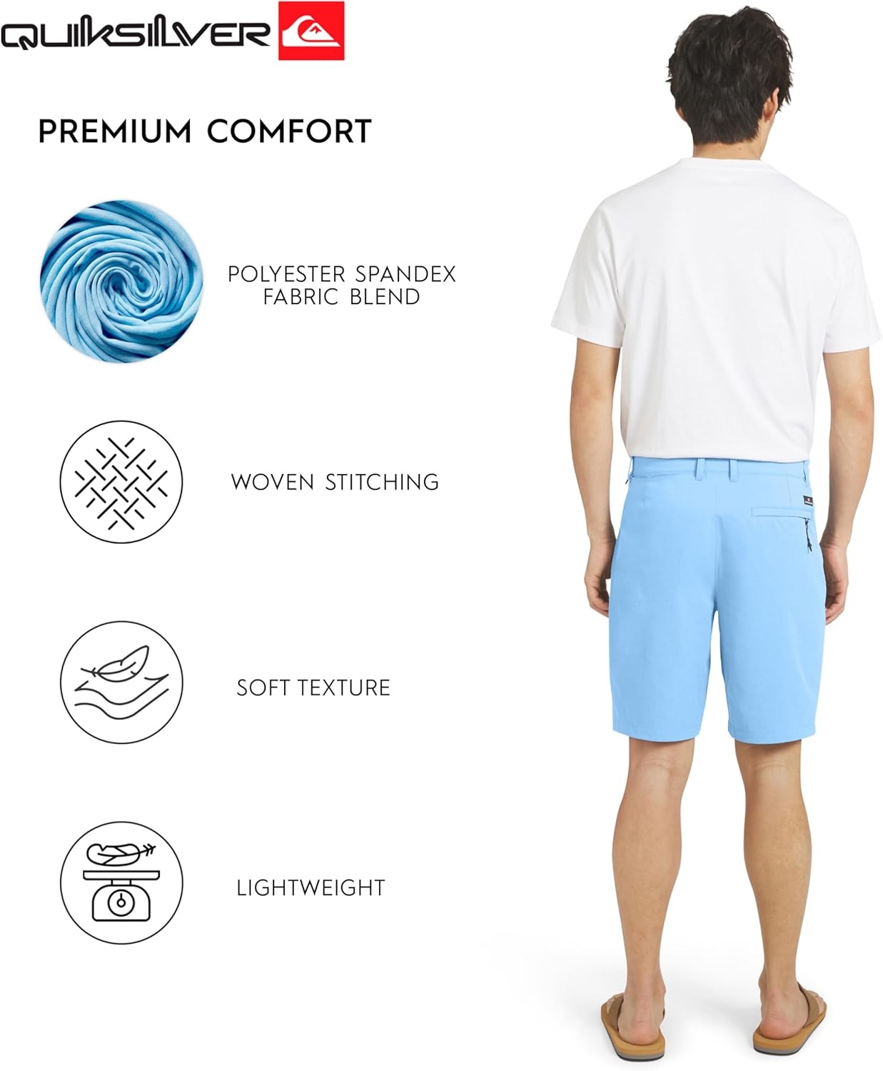image:imageQuiksilver Mens Quick Dry Performance Fixed Waist 7 Inch Water Friendly Hybrid ShortsBlue Shadow