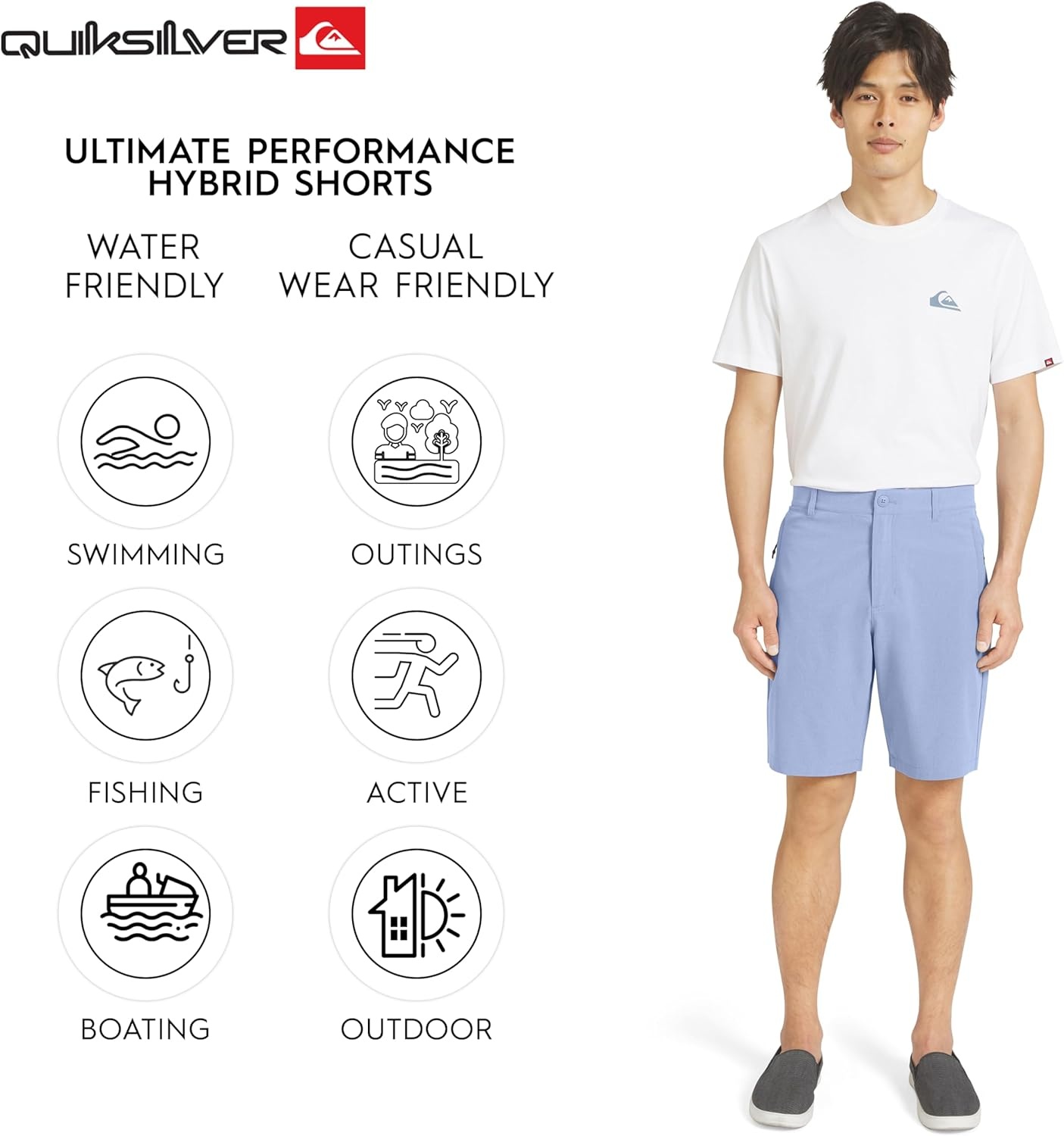 image:imageQuiksilver Mens Quick Dry Performance Fixed Waist 7 Inch Water Friendly Hybrid ShortsFlintstone
