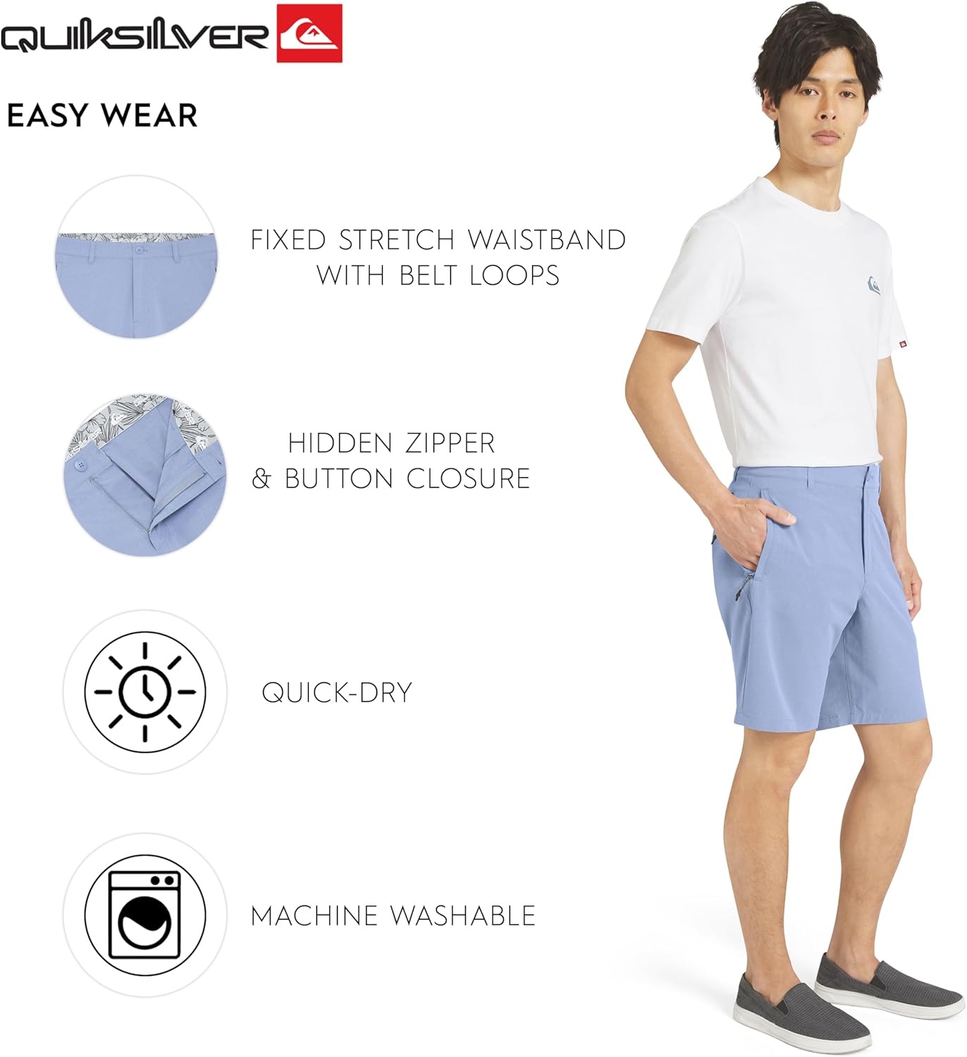 image:imageQuiksilver Mens Quick Dry Performance Fixed Waist 7 Inch Water Friendly Hybrid ShortsFlintstone