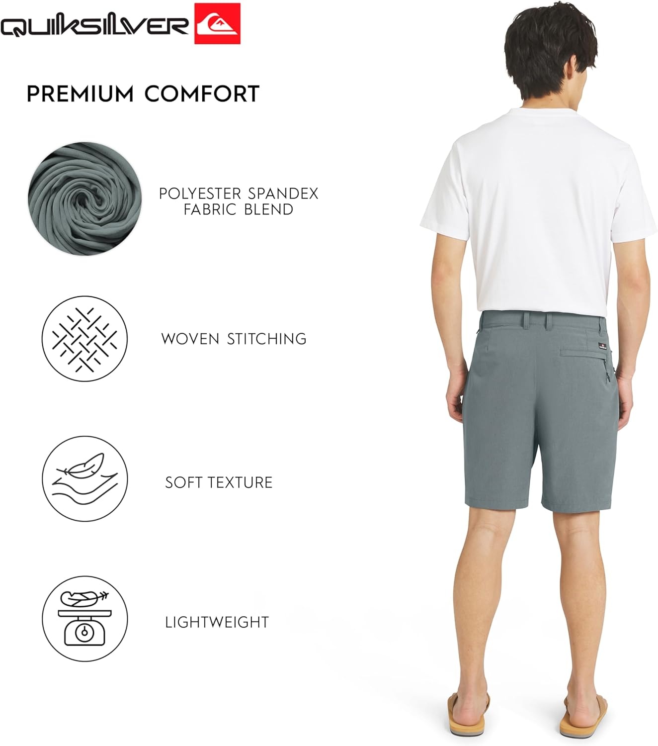 image:imageQuiksilver Mens Quick Dry Performance Fixed Waist 7 Inch Water Friendly Hybrid ShortsUrban Chic