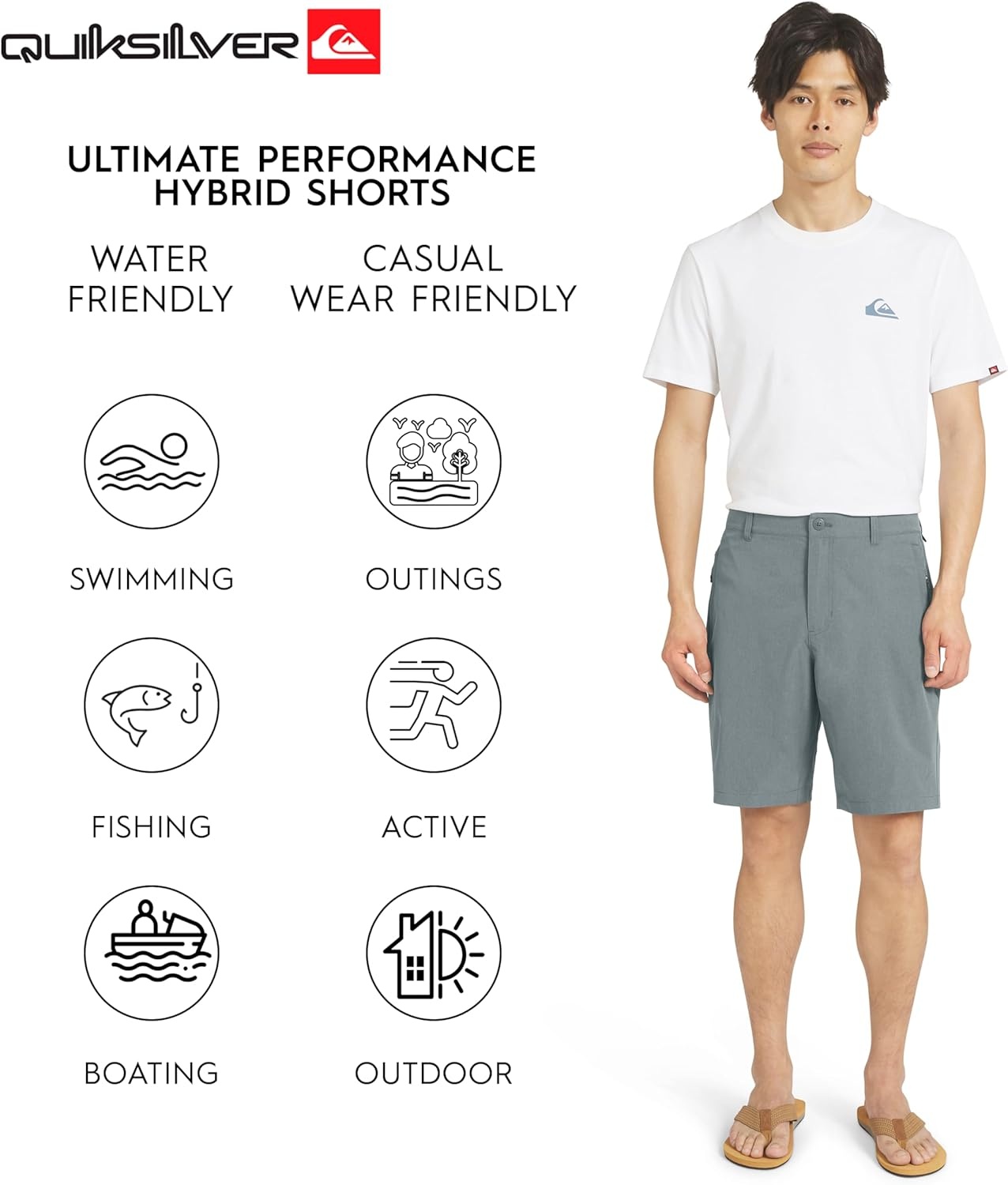 image:imageQuiksilver Mens Quick Dry Performance Fixed Waist 7 Inch Water Friendly Hybrid ShortsUrban Chic