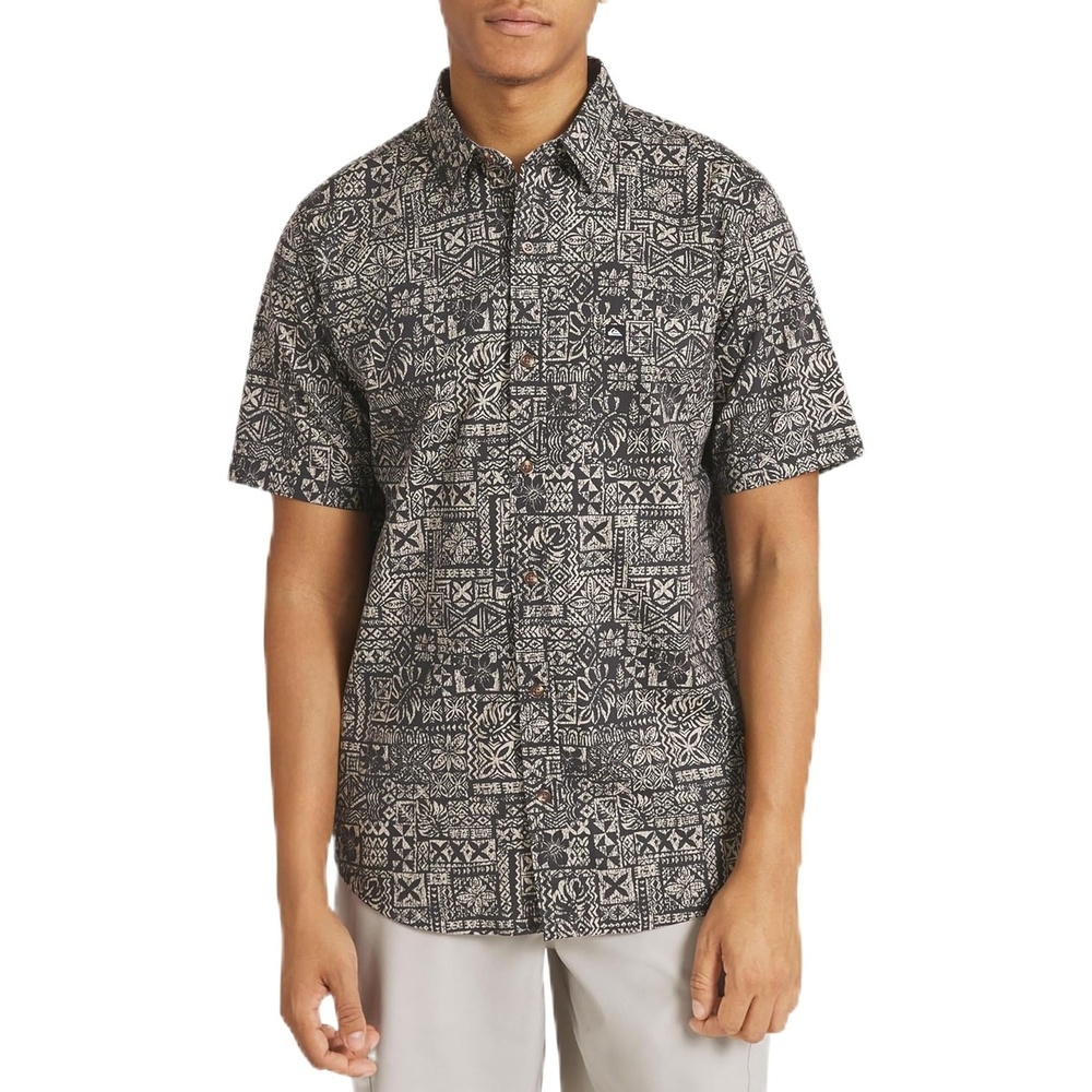 image:imageQuiksilver Mens Regular Fit Premium Soft Cotton Short Sleeve Button Down Woven ShirtQuarry