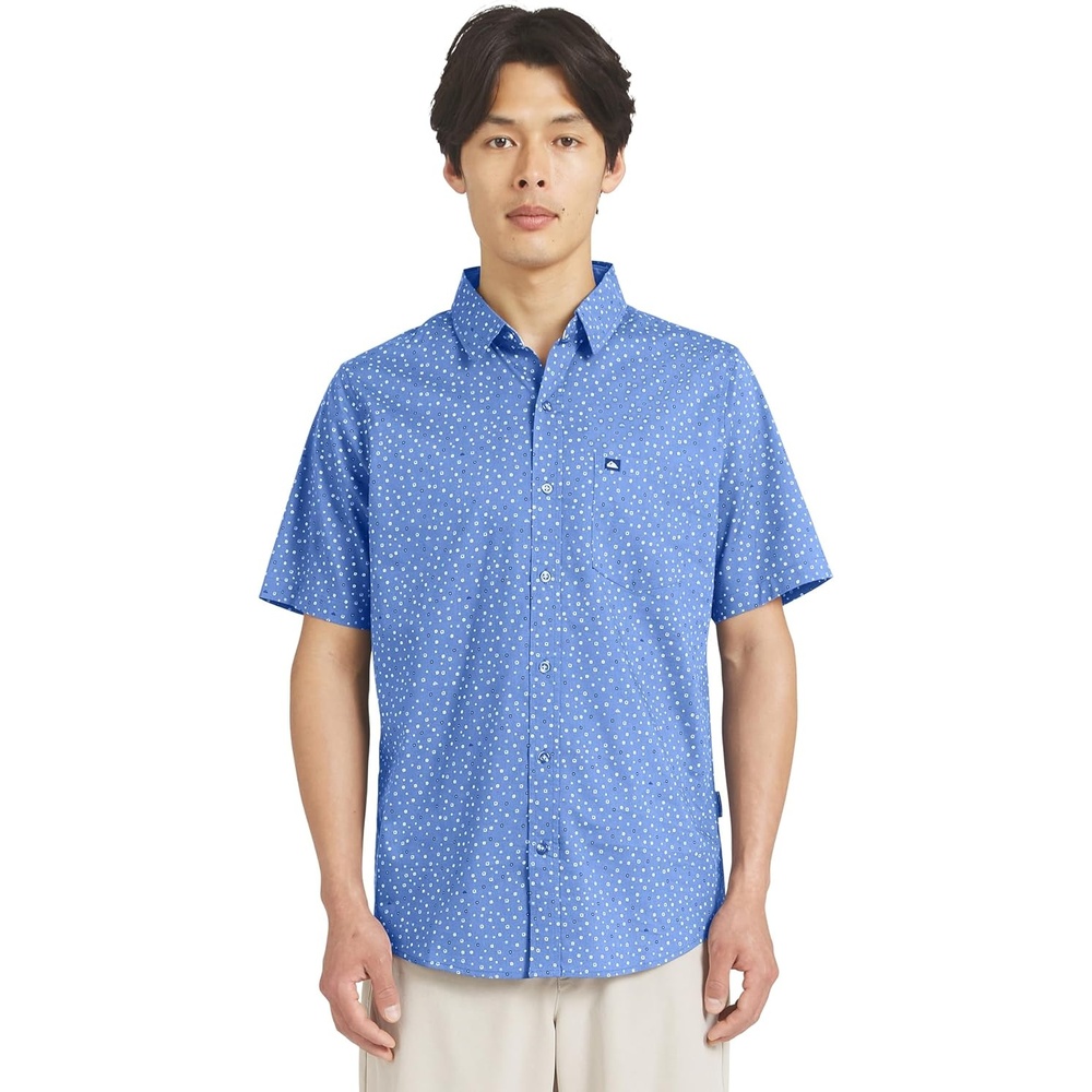 image:imageQuiksilver Mens Regular Fit Premium Soft Cotton Short Sleeve Button Down Woven ShirtVintage Indigo
