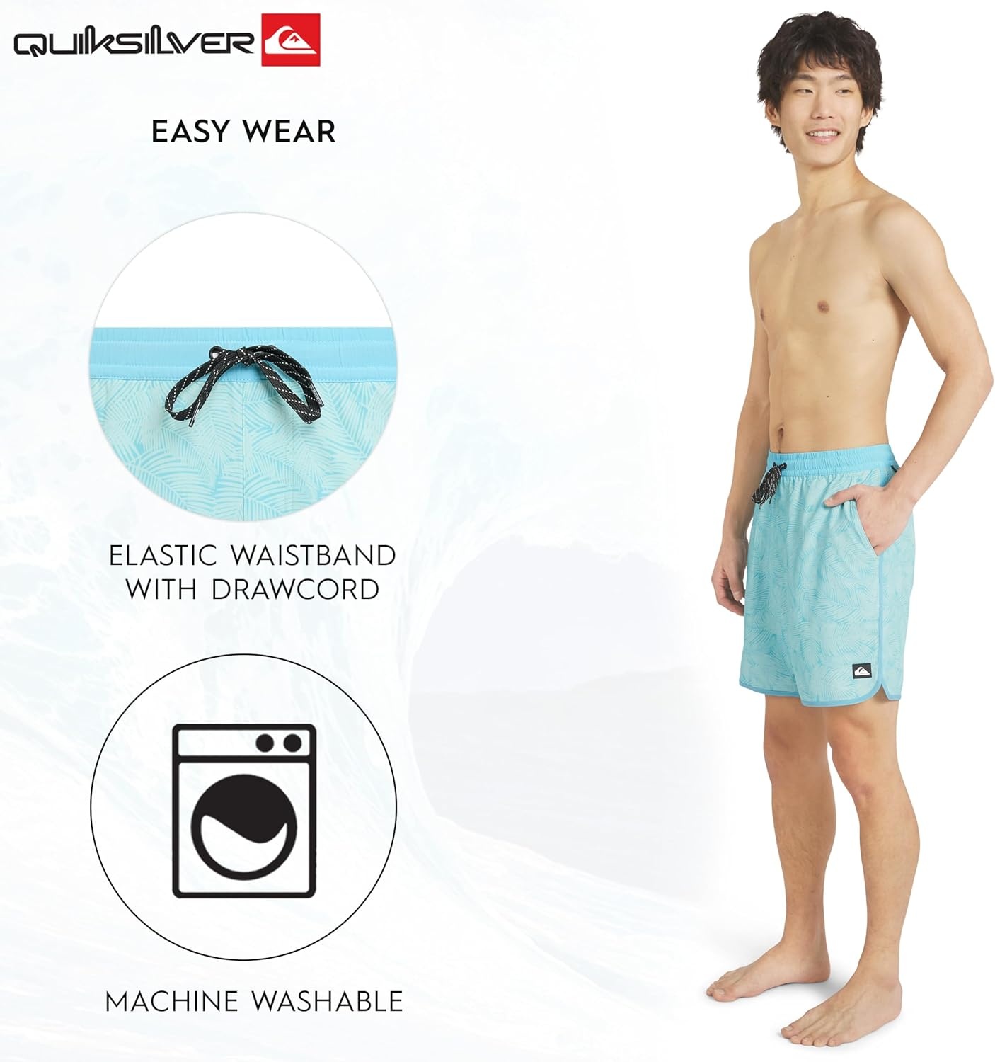 image:imageQuiksilver Mens Swimwear Regular Fit Stretchable Comfort Liner Swim Trunks SXXLFloral Design Blue Haze