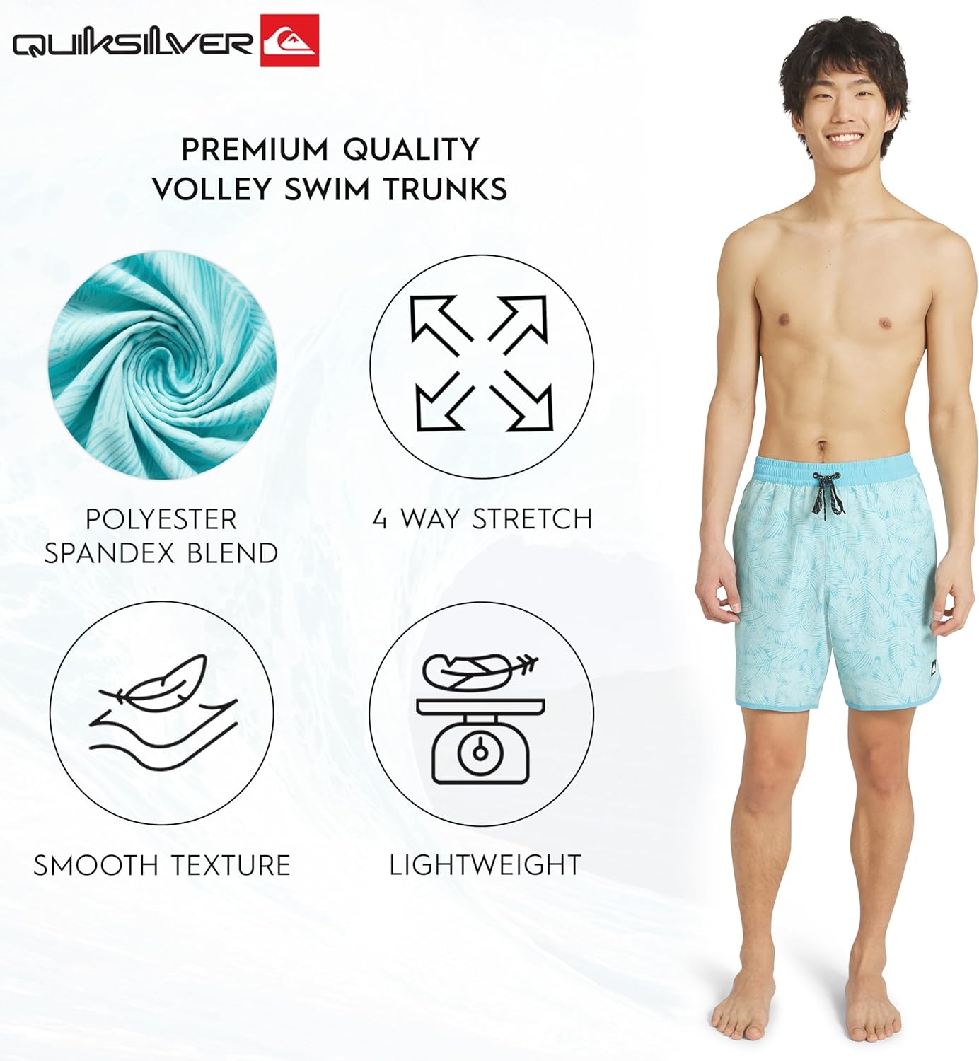 image:imageQuiksilver Mens Swimwear Regular Fit Stretchable Comfort Liner Swim Trunks SXXLFloral Design Blue Haze